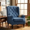 Afbeelding van HOMCOM Gecapitonneerde Wingback Stoel met Hoge Rug, Blauw, voor Woonkamer en Slaapkamer