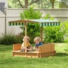 Afbeelding van Outsunny Kinderen Zandbak van Dennenhout, 106x106x115 cm, Lichtbruin, Groen en Wit