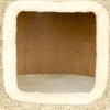 Afbeelding van PawHut Kratztonne 37 cm, kattenhuis met deur en 2 niveaus, sisal, voor katten tot 5 kg, khaki