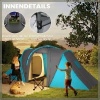 Afbeelding van Outsunny Tunneltent, campingtent voor 4 personen met 2 slaapkamers, blauw