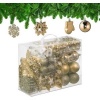 Afbeelding van Set van 100 kerstballen - plastic - mat en glanzend - met glitters - 10 ontwerpen - champagne