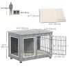 Afbeelding van PawHut Huisdierenkrat bijzettafel met kussen voor middelgrote en grote honden, grijs