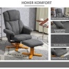 Afbeelding van HOMCOM Relaxfauteuil met Ottoman - Donkergrijs, 79L x 80B x 104H cm