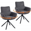Afbeelding van HOMCOM Eetkamerstoel Donkergrijs Polyester en Metaal 67x64x87 cm