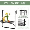 Afbeelding van Outsunny Balkonreling Tafel Metaal 60x60x57-72 cm Zwart