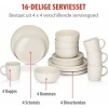 Afbeelding van Alpina 16-delige servies set - Aardewerk voor 4 personen - Magnetron- en vaatwasserbestendig - Crème