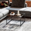 Afbeelding van HOMCOM Salontafel van gehard glas en staal, 68x68x39 cm, zwart