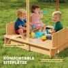 Afbeelding van Outsunny Kinderen Zandbak van Dennenhout, 106x106x115 cm, Lichtbruin, Groen en Wit