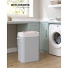 Afbeelding van Songmics Bamboe Wasmand 72L met Deksel en Handgrepen, Opvouwbare Katoenen Zak, Grijs