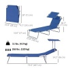 Afbeelding van Outsunny Verstelbare Loungestoel voor Buiten met Zonnescherm - Blauw