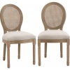 Afbeelding van HOMCOM Eetkamerstoel - Polyester, Rubberhout - 49L x 56B x 96H cm - Crèmewit + Natuurlijk