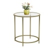 Afbeelding van Vasagle - Glazen Bijzettafel - 50 cm - Ronde Koffietafel - Goudkleurig Frame