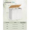 Afbeelding van SONGMICS Wasmand met deksel - 3 compartimenten - 170L - Bamboe - Wit - 70 x 40 x 61 cm