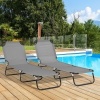 Afbeelding van Outsunny Ligstoel Set - Staal, Oxford-stof - 188L x 56B x 28H cm - Donkergrijs