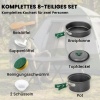 Afbeelding van Outsunny 8-delige camping kookset met anti-verbrandingsgrepen, voor 2 personen, grijs