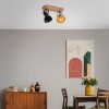 Afbeelding van BRILONER HOUT & STIJL - Draaibare Plafondlamp - 2-lichts E14 - Hout en Metaal - Zwart en Goud
