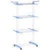 Afbeelding van HOMCOM Torenwasrek met wielen, 4 niveaus, uitschuifbaar, staal, blauw, 73 x 45,5 x 177 cm