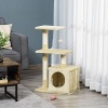 Afbeelding van PawHut Krabpaal met sisal en pluche kattenspeelgoed, 80 cm hoog, beige
