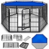 Afbeelding van TRESKO® Opvouwbare hondenloopstal 80 cm met dak en aardankers - 8-delig, eenvoudig te monteren