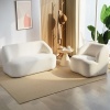 Afbeelding van HOMCOM Fauteuil, loungestoel met gebogen design, crèmewit, geen montage nodig