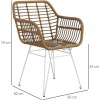 Afbeelding van HOMCOM Eetkamerstoelen van PE Rattan, Staal - 56L x 60B x 79H cm - Lichtbruin + Wit
