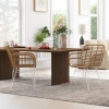 Afbeelding van HOMCOM Eetkamerstoelen van PE Rattan, Staal - 56L x 60B x 79H cm - Lichtbruin + Wit