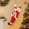 Afbeelding van HOMCOM 60 cm Zingende en Klimmende Kerstman, Klassieke Binnendecoratie, Rood