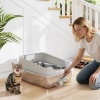 Afbeelding van Pawhut Kattenbak van RVS en Kunststof - 69,8L x 50,3B x 29,8H cm - Grijs