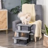Afbeelding van PawHut Huisdierentrap met 3 Treden van Pluche voor Honden en Katten