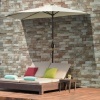 Afbeelding van Outsunny halfronde parasol - 270 x 135 x 240 cm - met LED - beige