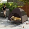 Afbeelding van PawHut-Hundeliege van polyester en staal - 106L x 76B x 99H cm - Koffiekleur