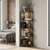 Afbeelding van HOMCOM Boekenplank - Spaanplaat, Staal - 32L x 32B x 147H cm - Rustiek Bruin