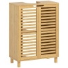 Afbeelding van HOMCOM Bamboe wastafelonderkast met 2 lamellendeuren en verstelbare legplank 60 x 30 x 80 cm