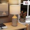 Afbeelding van HOMCOM Vintage Tafellamp met Keramische Voet en Linnen Kap, Zandbruin+Wit