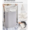 Afbeelding van Songmics Bamboe Wasmand 72L met Deksel en Handgrepen, Opvouwbare Katoenen Zak, Grijs