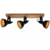 Afbeelding van BRILONER Barnim - Opbouwspot - Plafondlamp met houten en metalen spots - Zwart en goud