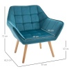 Afbeelding van HOMCOM enkele vleugelfauteuil met fluwelen poten - Scandinavisch groen 68,5 x 61 x 72,5 cm