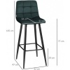 Afbeelding van HOMCOM barkrukken - polyester en staal - 42L x 47B x 105H cm - groen