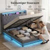 Afbeelding van HOMCOM Bedframe van Polyester en Metaal - 214L x 146,5B x 113H cm - Grijs