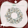 Afbeelding van HOMCOM Kerstkrans met sneeuw, 60 cm, 35 witte LED-lampen, dennenappels, met timer, groen