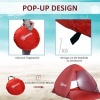 Afbeelding van Outsunny Strandmuschel van polyester, stalen draad - 200L x 150B x 119H cm - Rood
