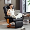 Afbeelding van HOMCOM Relaxstoel van kunstleer, hout 78L x 88B x 103H cm Donkergrijs