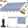 Afbeelding van Tillvex Balkonluifel 300 cm blauw-wit met handslinger | zonder boren | UV-bestendig en verstelbaar