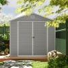 Afbeelding van Outsunny kunststof tuinhuisje 2,4 x 1,8 m met ventilatie en afsluitbare deur, lichtgrijs
