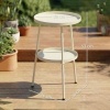 Afbeelding van Outsunny Tuin Einde Tafel - Metaal, Kunststof - Ø36 x 53H cm - Crèmewit