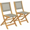 Afbeelding van Outsunny Rieten Relaxstoelen Set - Acaciahout, PE-rattan - Grijs