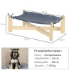 Afbeelding van Pawhut hondenbed met kussen, voor binnen en buiten, 72 x 40 x 25 cm, lichtgrijs dennenhout