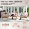 Afbeelding van Outsunny Rattan Sofa Set - PE-rattan, metaal - 138L x 77B x 78H cm - Beige