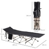 Afbeelding van Outsunny Opvouwbaar Veldbed met Draagtas, Campingligstoel, Zwart, 190 x 68 x 52 cm
