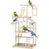 Afbeelding van Pawhut Vogelstandaard - Grenenhout, Roestvrij Staal - 48L x 38B x 95H cm - Natuurhout